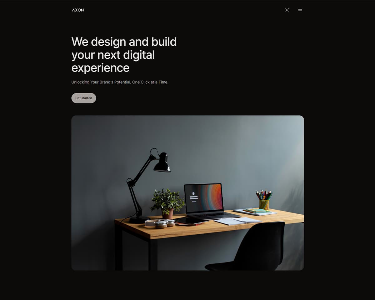Axon Studio Agency Landing Page web interface showcase