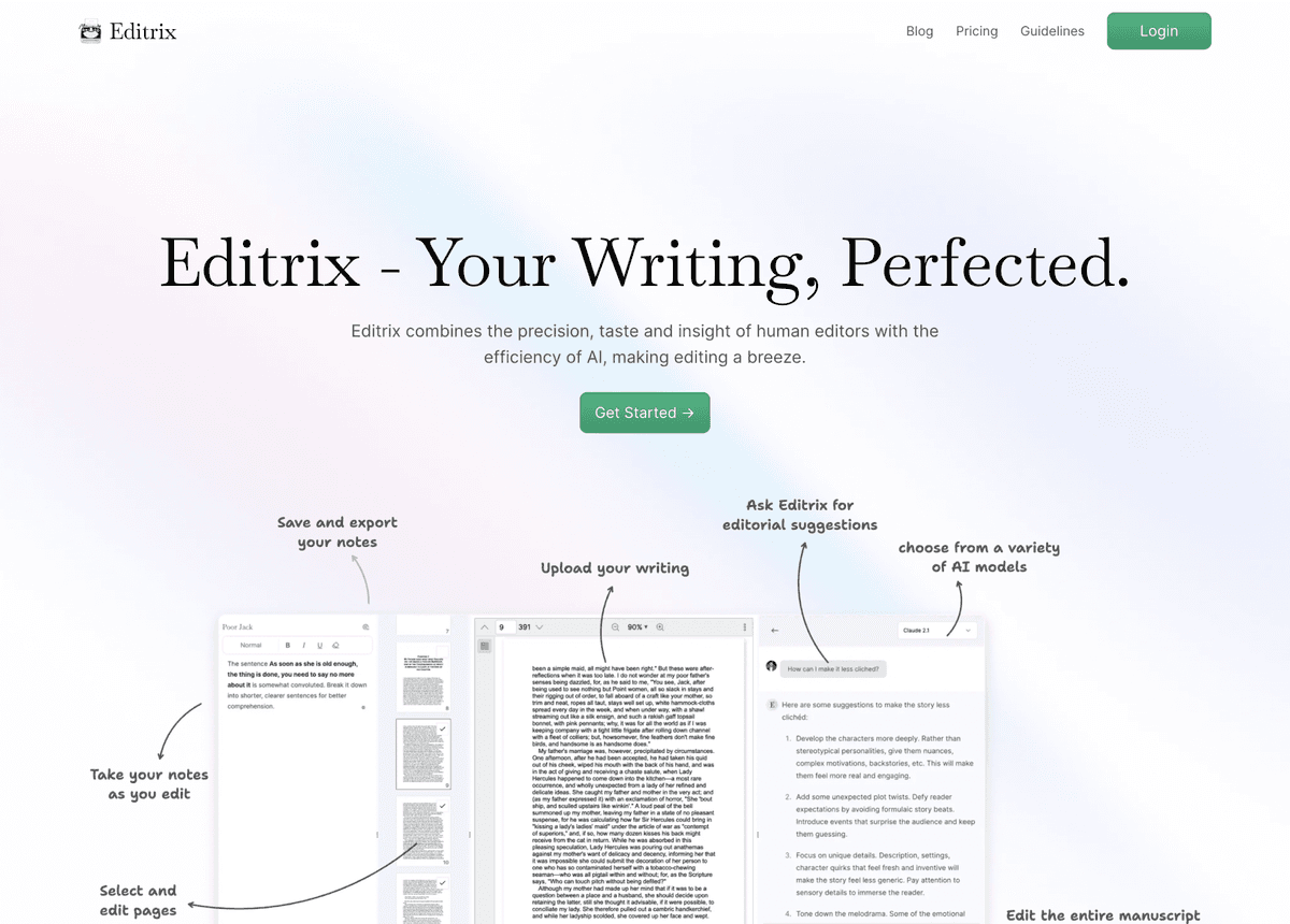 Editrix AI user interface design showcase