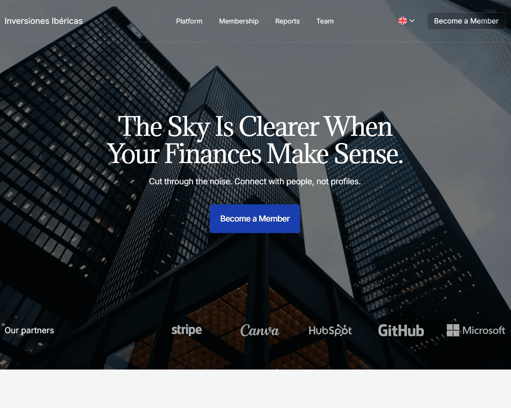 Inversiones Ibéricas Finance Firm web interface showcase