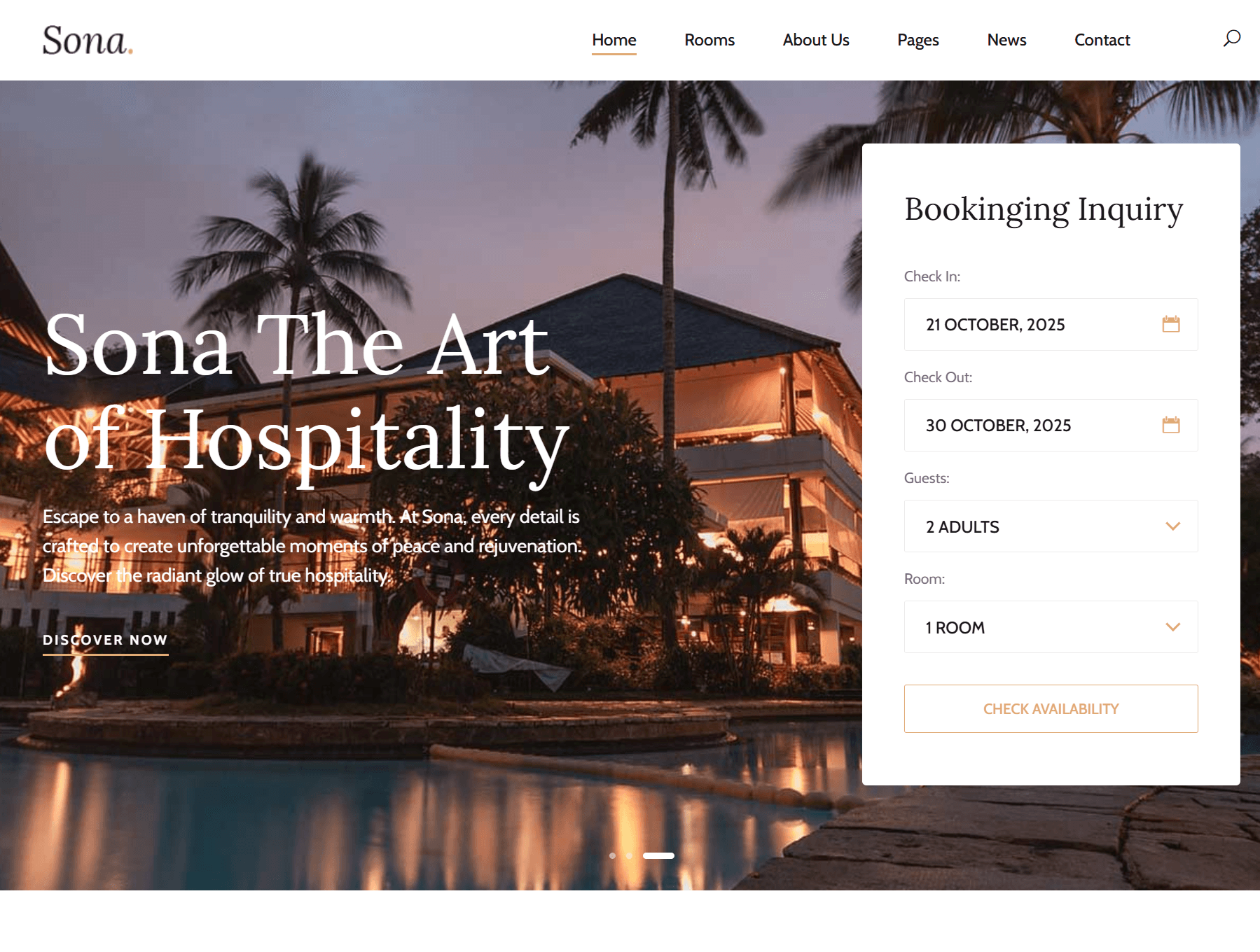 Sona Hotels Hospitality Management Platform web interface showcase