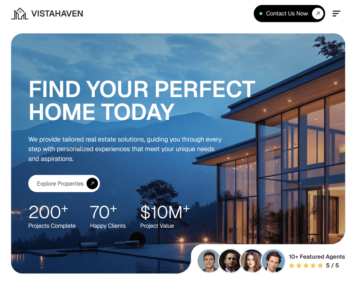 Vista Haven user interface design showcase